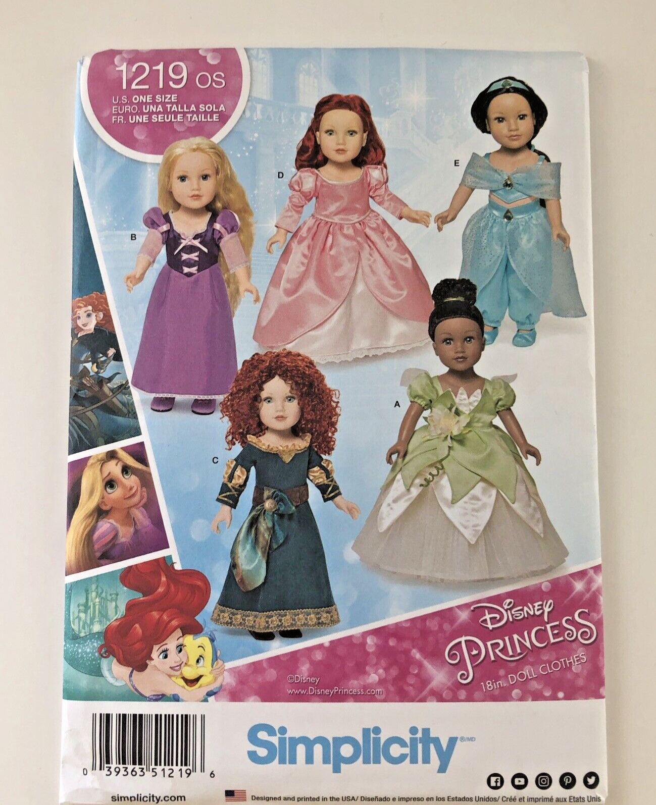 【冬バーゲン★】 Pattern Simplicity 1219 18 Princesses Disney 裁縫材料