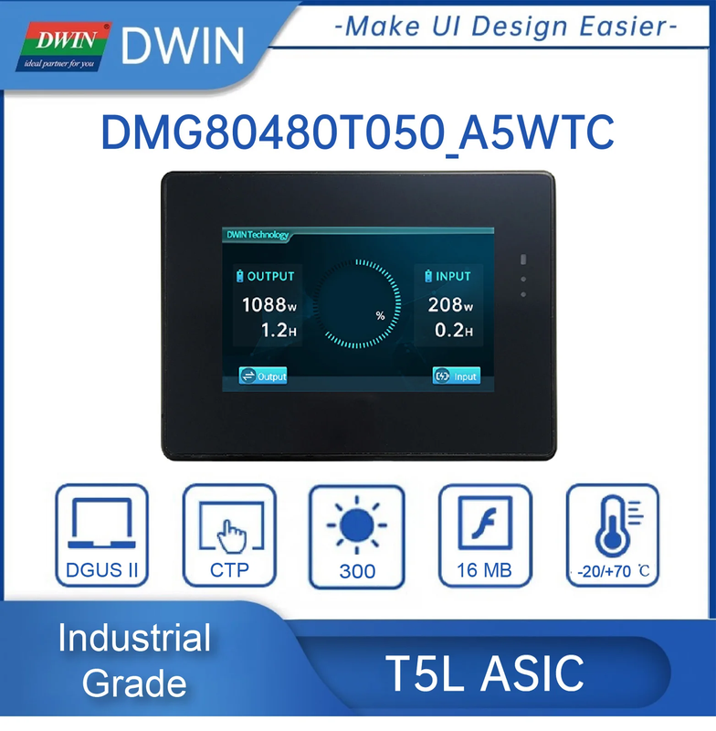 800*480 LCM HMI Monitor Touch Screen IPS-TFT-LCD Module With Shell Support Ardui