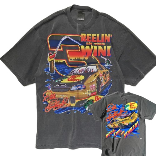 REELIN IN THE WIN DALE EARNHAON A SHAKA HEAVYWEIGHT GARMET DYED T SHIRT "MODERN"