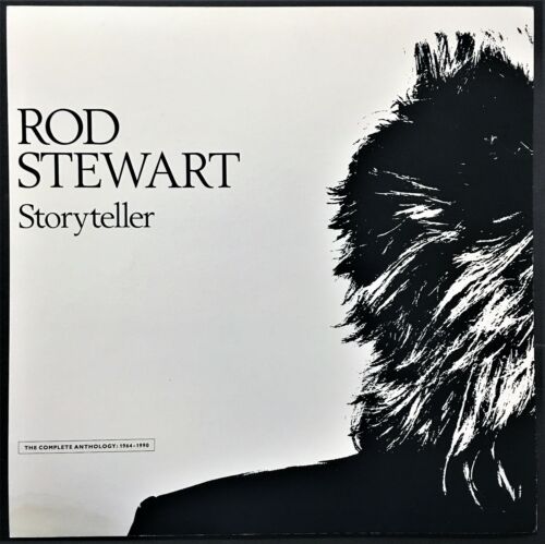 1989 ROD STEWART LP RECORD STORE DISPLAY SIGN - ADVERTISING "STORYTELLER"