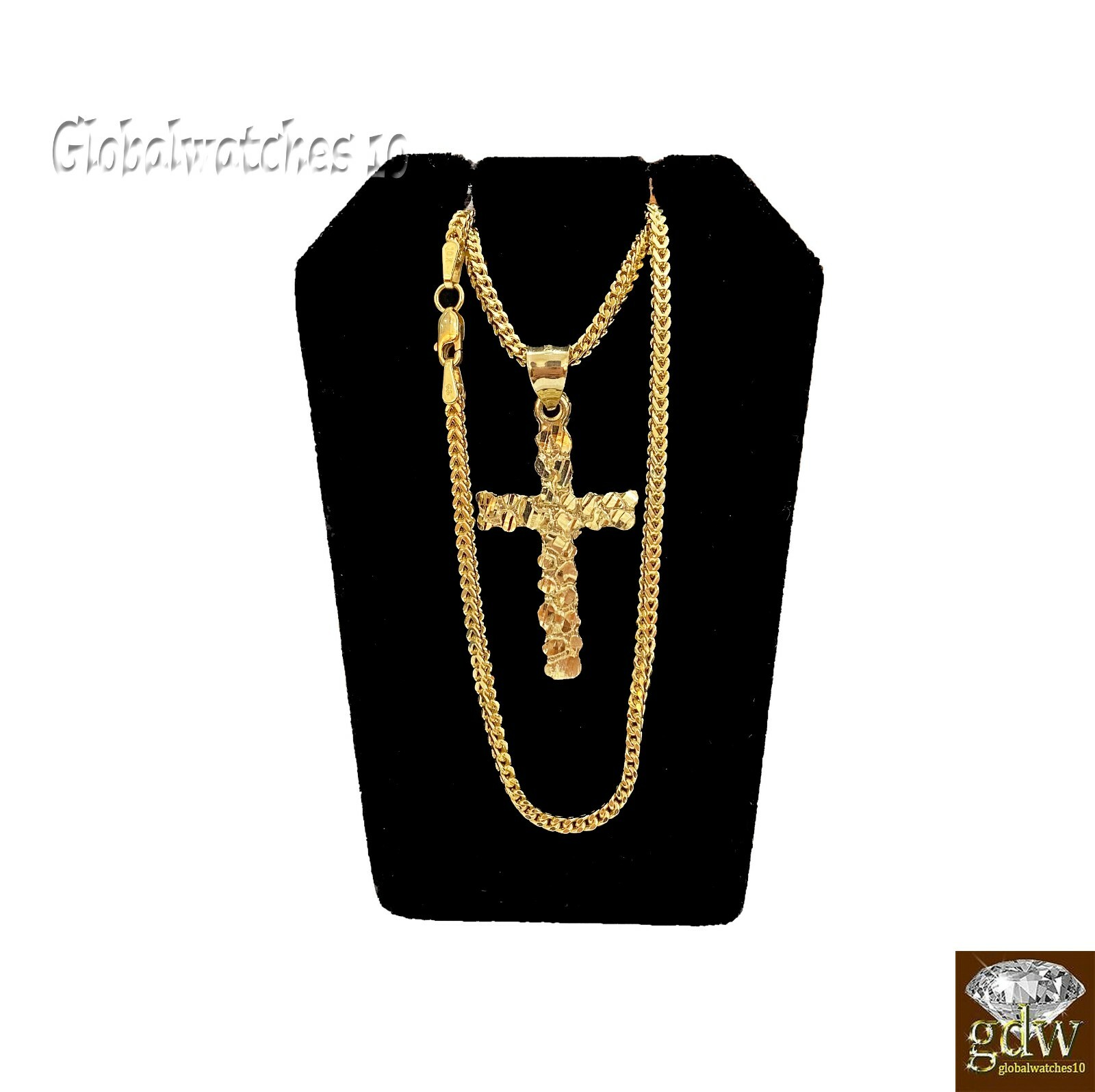 Pre-owned Franco 10k Gold Cross Charm Pendant With  Chain In 20 22 24 26 Inch Real10k Gold