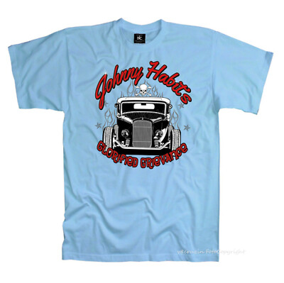 Auto Oldtimer T-Shirt v8 vintage classic Garage US-Car Rockabilly *1001 blau