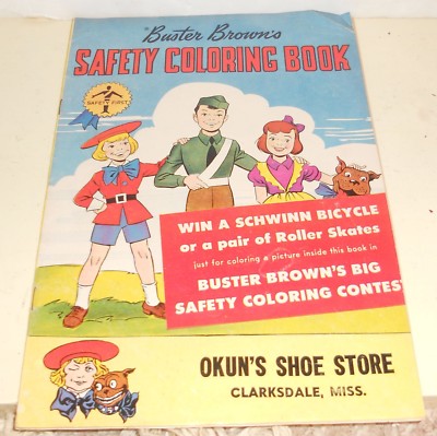 1958 Buster Brown's Safety Coloring Book Jaguar Schwinn Bicycle Clarksdale Miss