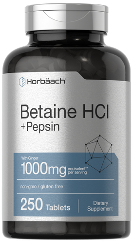 Бетаин HCl с пепсином | 1000мг | 250 капсул | от Хорбааха