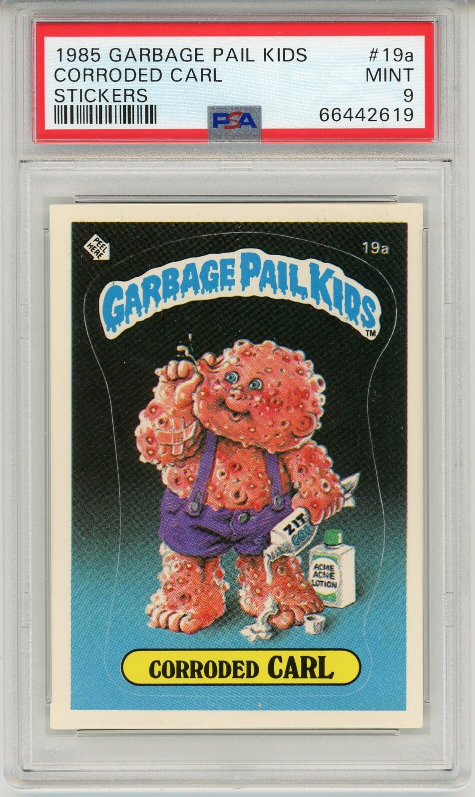 1985 Topps OS1 Garbage Pail Kids Series 1 CORRODED CARL 19a Matte 