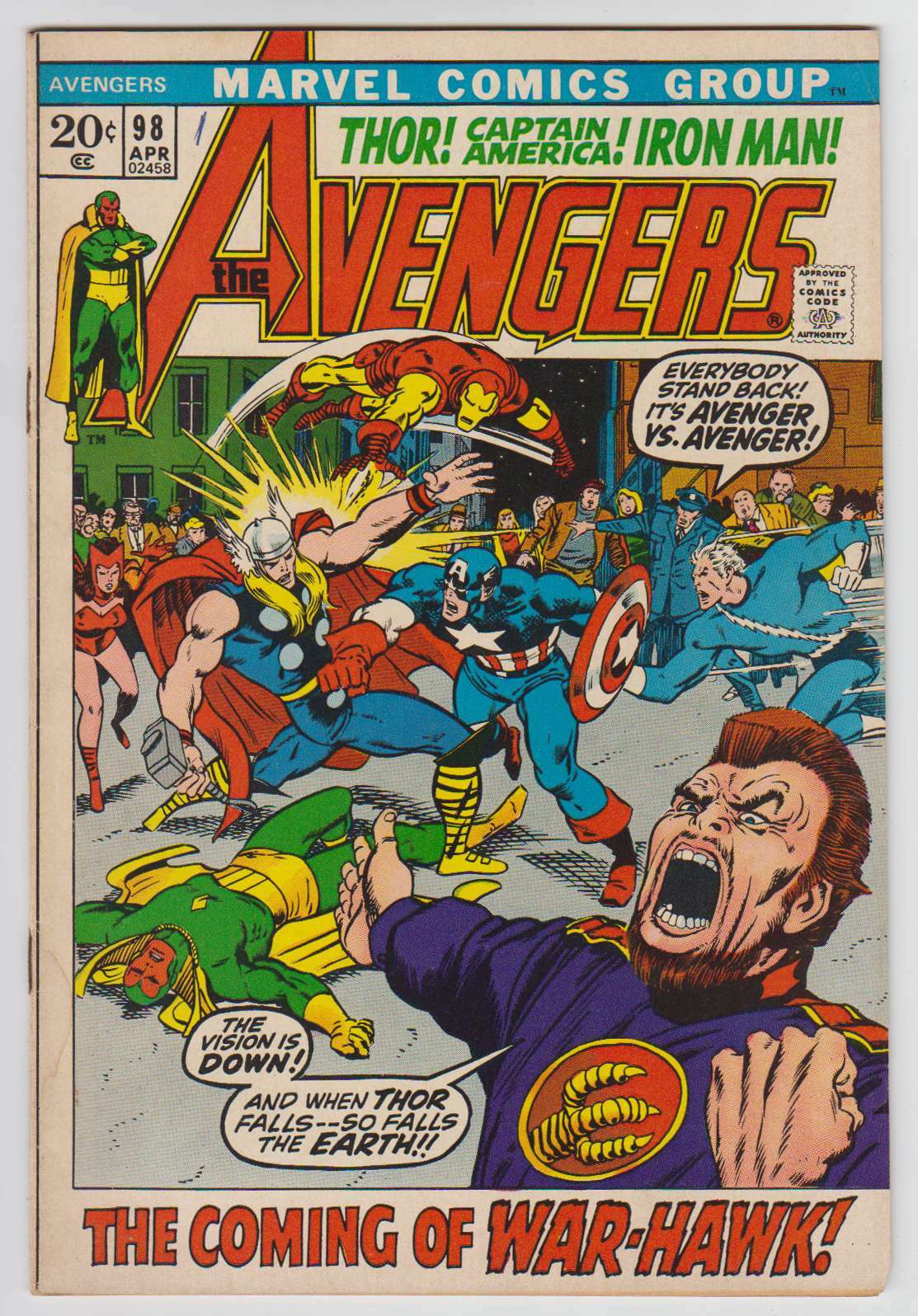 MARVEL アベンジャーズ L8914: Avengers #98, Vol 1, F/VF Condition | eBay