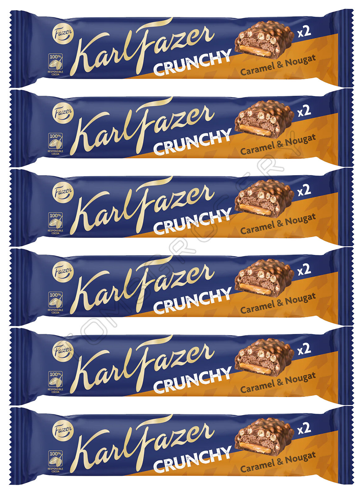 FAZER CRUNCHY Caramel & Nougat Chocolate Bars Candy European