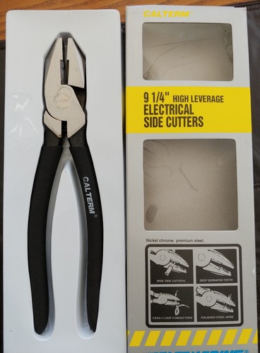 2 Calterm 8 and 9-1/4 In. High Leverage Electrical Side Cutters Pliers  NIB !