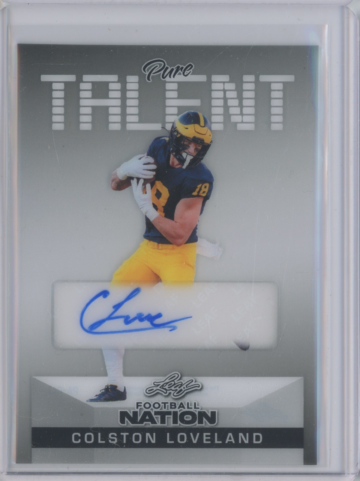 2025 Leaf Football Nation Pure Talent Clear Colston Loveland 5/15 Auto Autograph