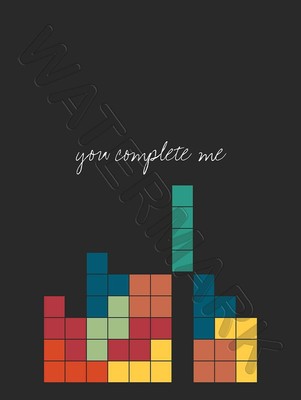 87910 Love You Complete Me Video Game Nerd Tetris Decor Wall Print Poster