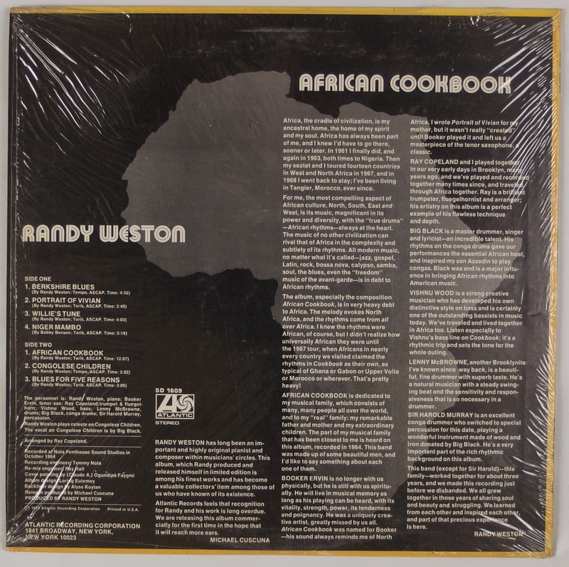 RANDY WESTON: African Cookbook US Atlantic SD 1609 Jazz LP