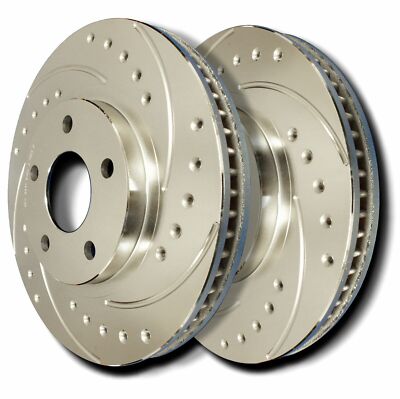 SP Performance F54-032-P Drilled Slotted Brake Rotors Zinc Coating L/R Pr Rear