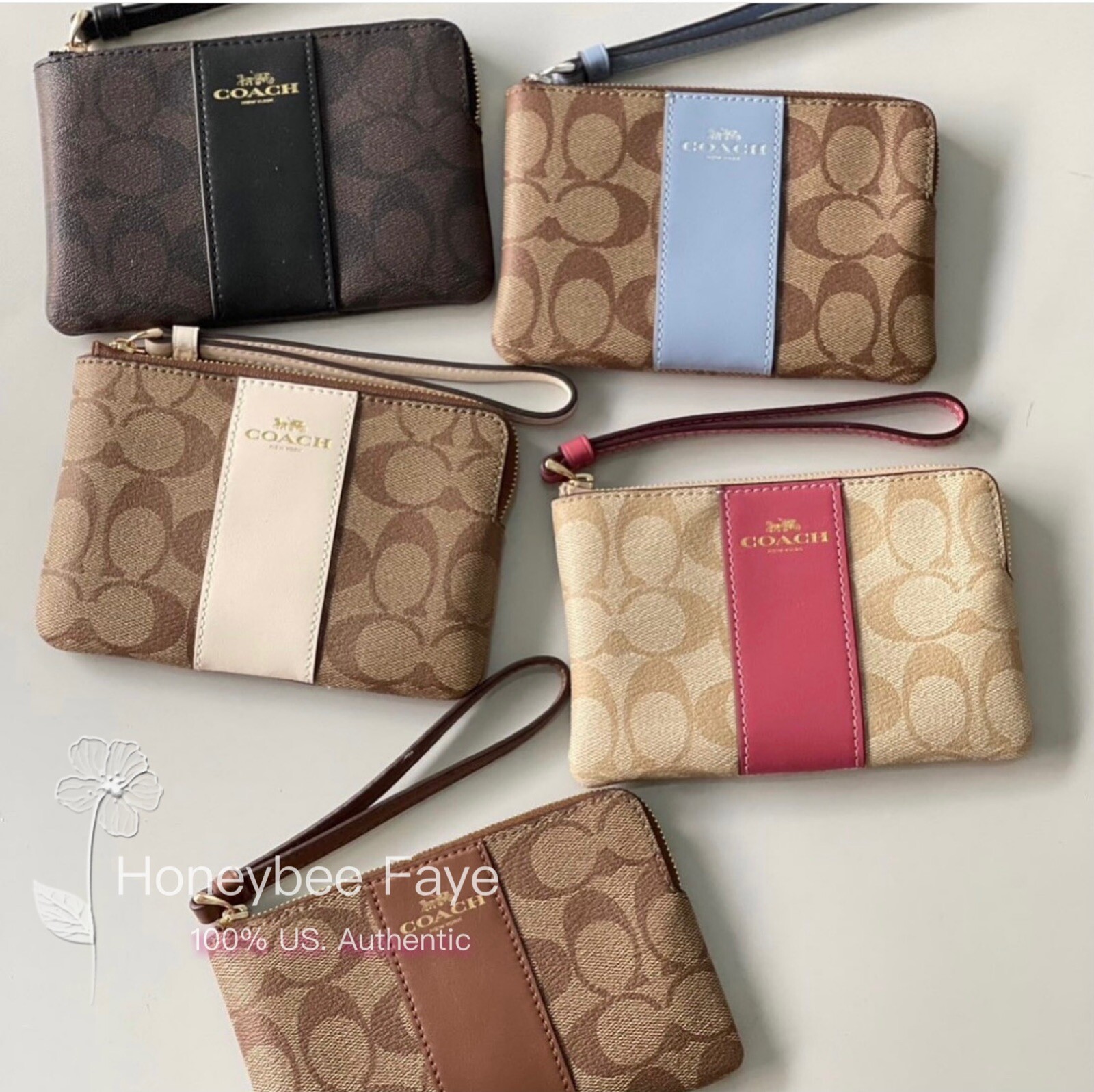 NWT Coach Corner Zip Wristlet In Signature Canvas | eBay