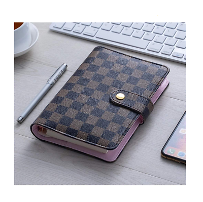 💗 Luxury Checkered A6 Agenda Binder Planner Journal Notepad Gift Brown