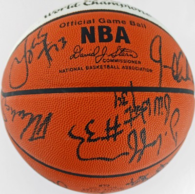 1995-96 Bulls Team 16 Signed Front Office Basketball Jordan Pippen Rodman BAS