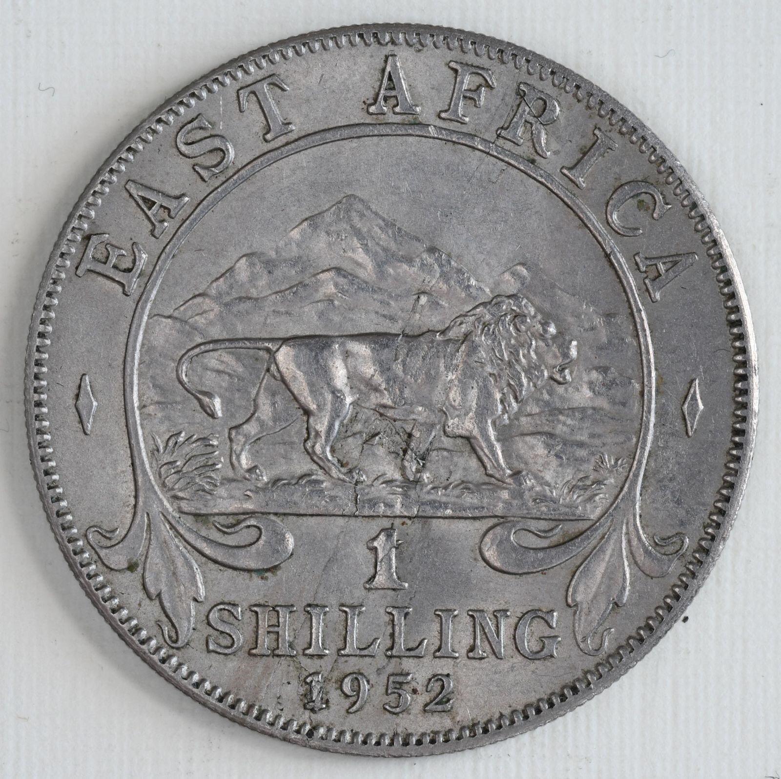 1952 East Africa 1 Shilling ERROR Coin - DELAMINATION Error