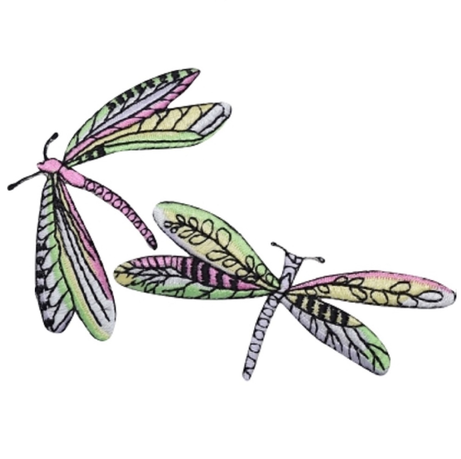 Colorful Dragonfly Applique Patch - Bug Insect Badge (2-Pack