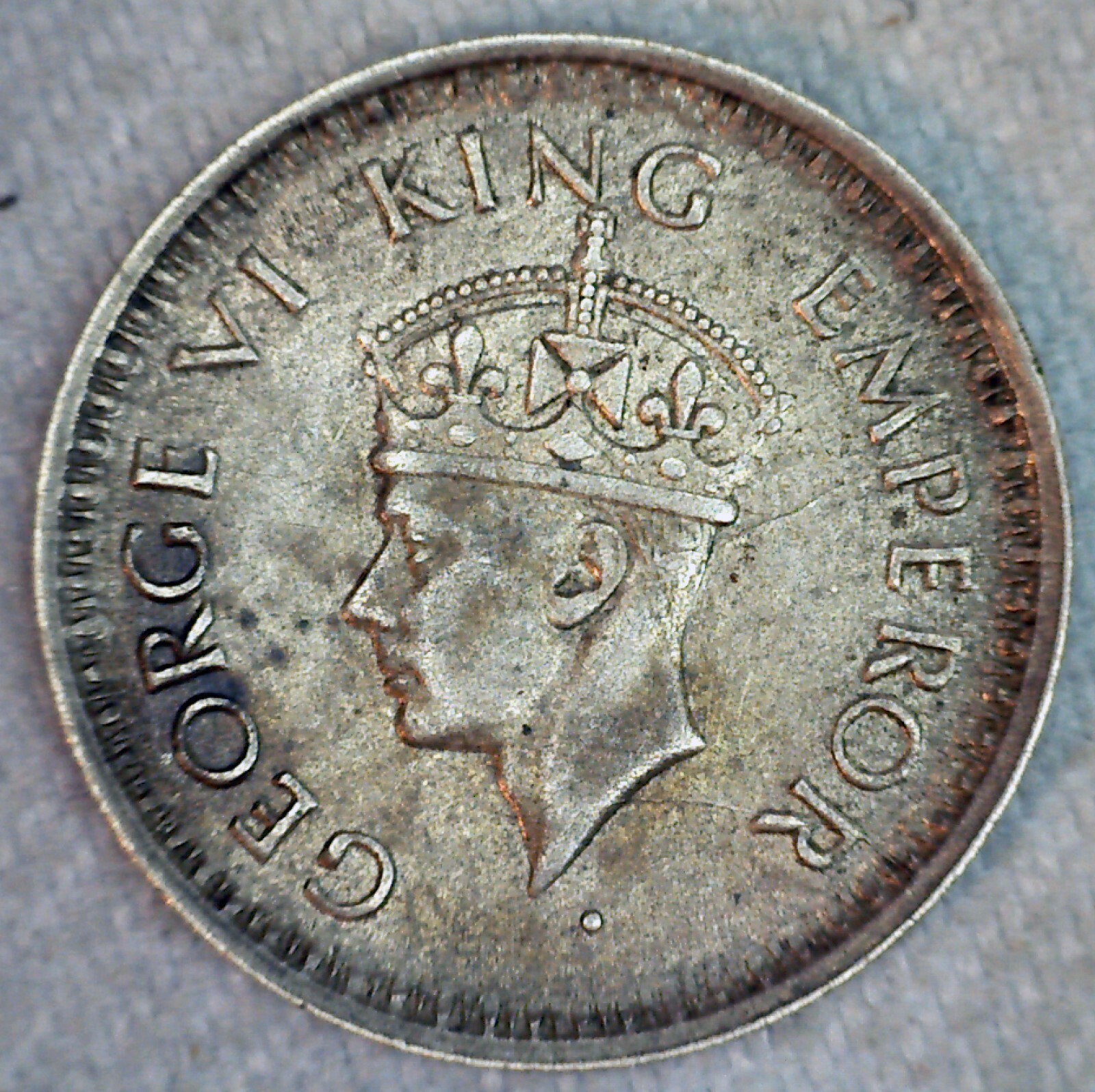 イギリス領インド 1/4Rupee 1944（B） NGC-MS63 1944 India British 1/4 Silver Rupee Coin Extra Fine
