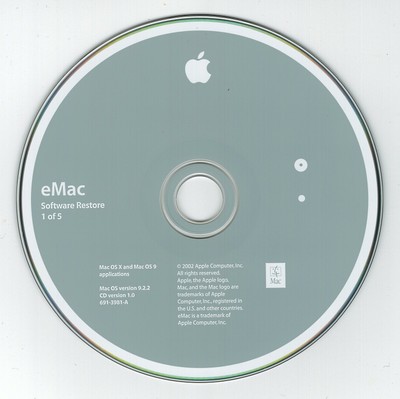 APPLE MAC OS X 10.2 JAGUAR FULL INSTALL MEDIA DISCS FOR eMAC (603-1812-A)