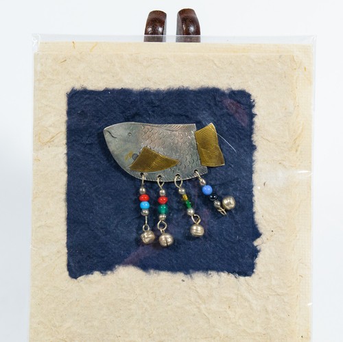 Mailable Art Gadao Cave Jewelry Handcrafted Handmade Fish Pin & Card
