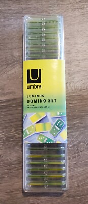 Umbra Luminos Block Domino Set with Case 2-4 Players Lime Green Acrylic (AB2)