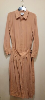 DKNY Women's Pleated Fit And Flare Midi Wrap ShirtDress  Brown Sz 8 (Medium)