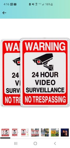 In Use 24 Hour Video Surveillance Sign 10x14 Aluminum