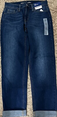 NWT WOMENS OLD NAVY WOW BOYFRIEND ANKLE MID RISE JEANS-SIZE 0-DARK BLUE DENIM