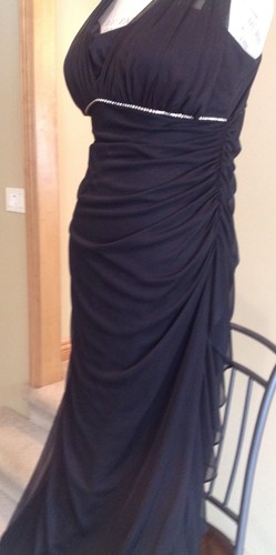 black chiffon halter silver empire waist  evening gown  Ladies  Size 16w