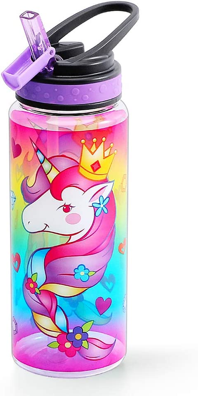 Cute Water Bottle with Straw for School Kids Girls, BPA FREE
