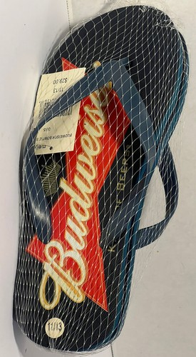 Budweiser Sandals Men's Size 11/13 Flip Flops Blue Beach Vacat...