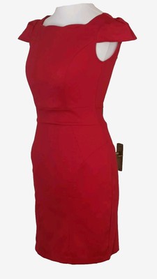Pretty Dress  Red  Pencil Bombshell Dress UK 6-8 Zip Closure 