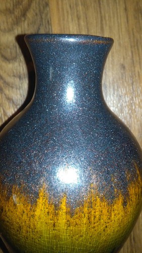 Ombre Sparkle Pottery Vase Black Green Burgundy Decorative Flower Crackle Effect