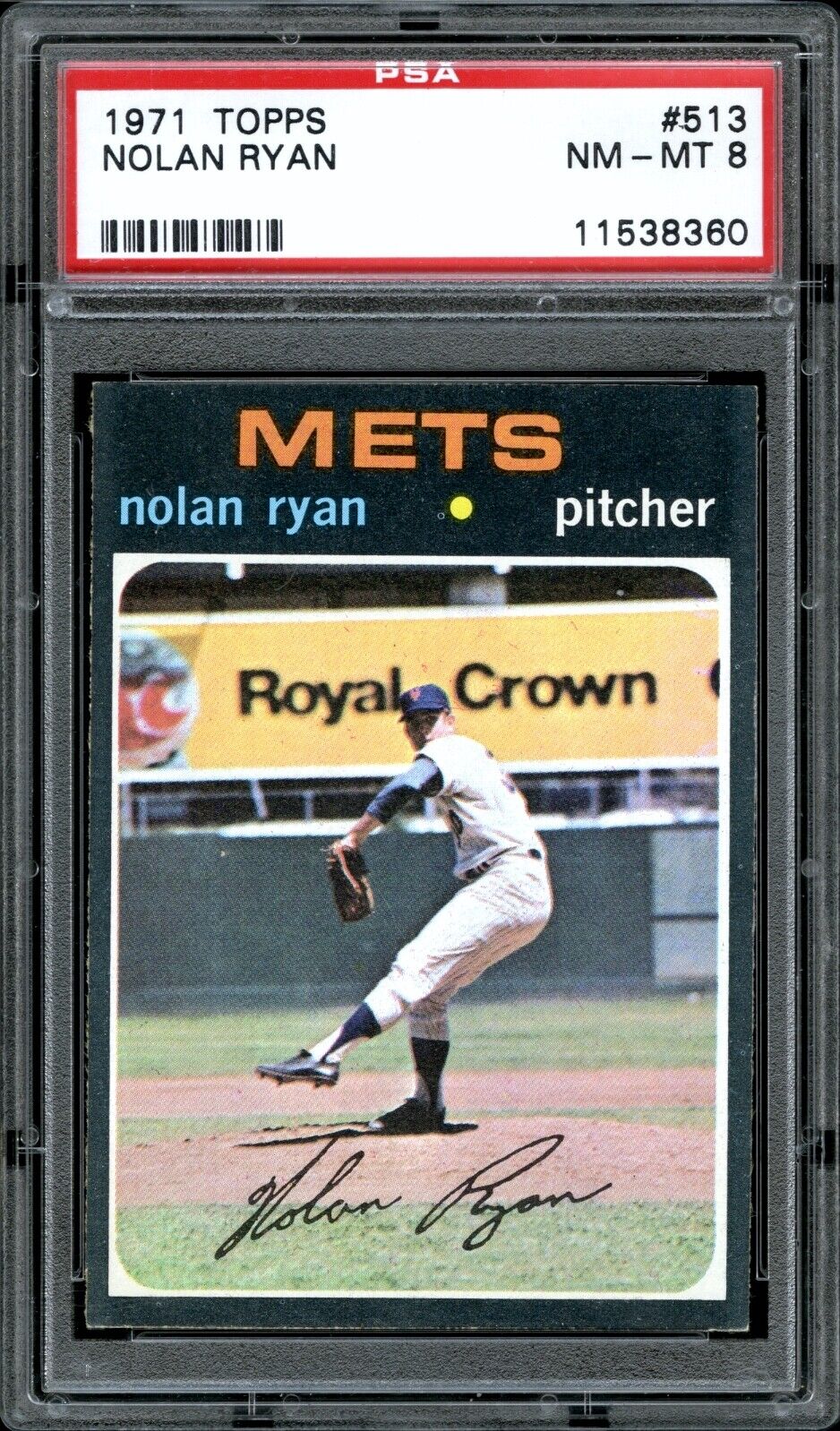 Nolan Ryan 1971 Topps New York Mets Baseball Card #513 PSA 8 Nolan Ryan 1971 Topps New York Mets Baseball Card #513 PSA 8