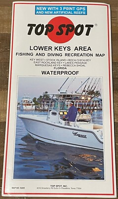 Top Spot N209 Lower Keys Area Fishing and Diving Recreation Map. Waterproof.