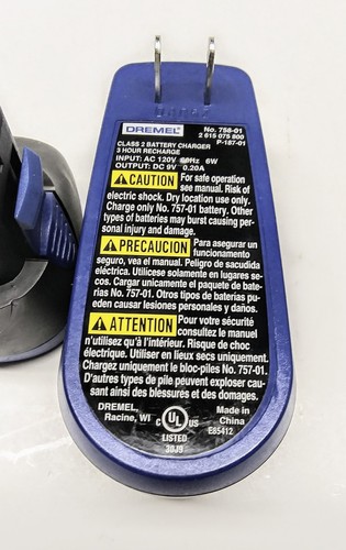 DREMEL 7.2 Volt BATTERY 757-01 & BATTERY CHARGER No. 758-01 used once
