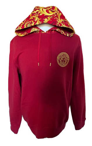 Pre-owned Versace $1150  Medusa Baroque Print Sweatshirt With Hoodie Red S 1003253