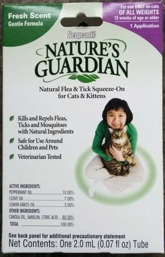 3 Months of Nature's Guardian Squeeze-On Drops Kill Fleas Ticks Cat Kitten Safe