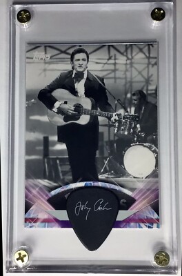 Very nice Johnny Cash 2011 Topps trading card / authentic guitar pick display