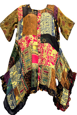 Nwt FUNKY STUFF nothing matches patch ruffle rayon hanky TOP TUNIC XL Free shipp