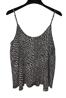 Apt 9 Black & White Animal Print Spaghetti Strap Pullover Top Women's Size XXL