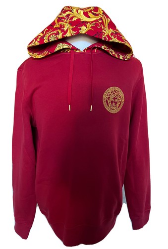 Pre-owned Versace $1150  Medusa Baroque Print Sweatshirt With Hoodie Red S 1003253