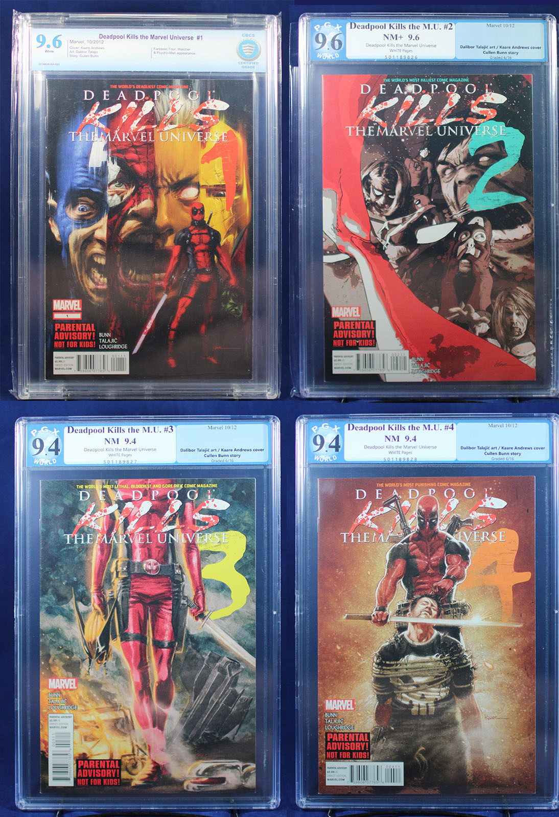 DEADPOOL KILLS MARVEL UNIVERSE #1-4 PGX or CBCS 9.4 & 9.6 NM