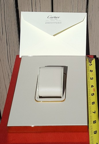 Cartier ~ Flat Tan Leather with Brass Exterior Watch Display - 8.5