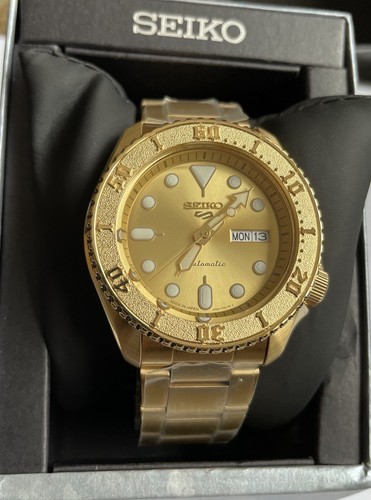Pre-owned Seiko 5 Prospex Automatic Srpe74 Gold-tone Watch With Tag Made In Japan