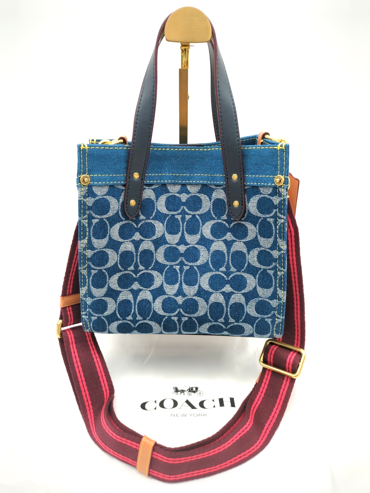 COACH CA580 Field Tote 22 Signature Denim 2way Crossbody