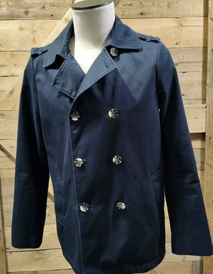 MACKAGE Navy Blue Men's Pea Coat Double Breasted Zipper Accents Size 40