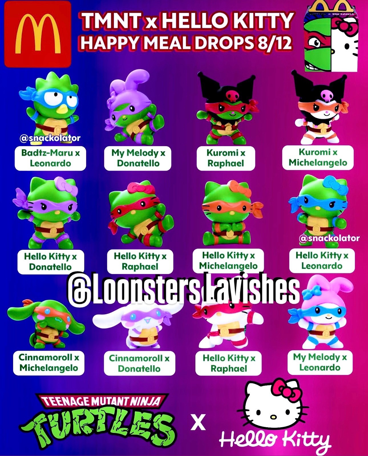McDonald's Toys Teenage Mutant Ninja Turtles X Hello Kitty