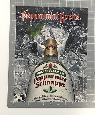Vintage Hiram Walker Peppermint Schnapps 1980 Print Ad Liquor Advertisement 