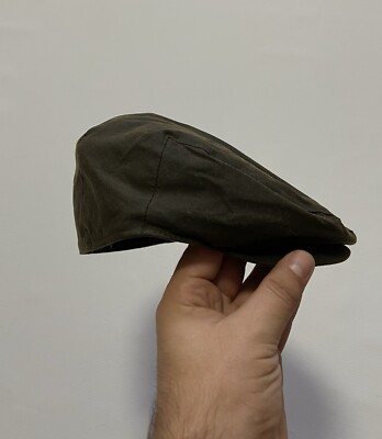 Vintage Men s Barbour Flat Wax Cap Green Size 7 1/4
